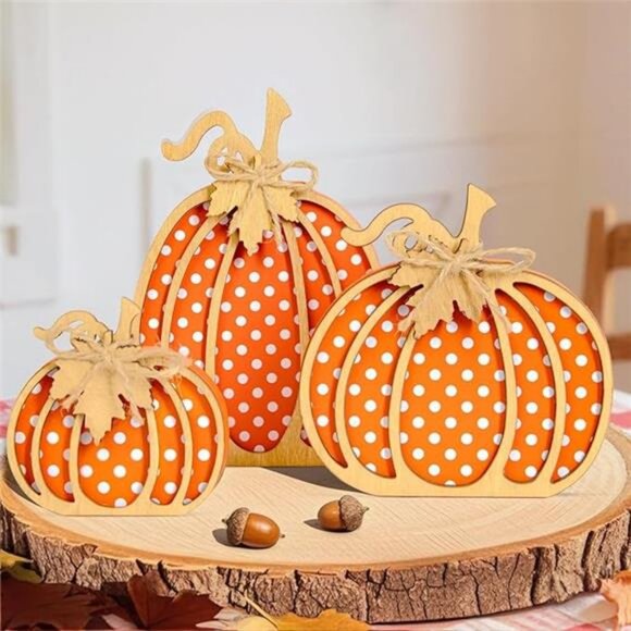 3 PCS Handmade Crafts Thanksgiving Decorations for Indoor Home Table Tiered Tray - Picture 8 of 8